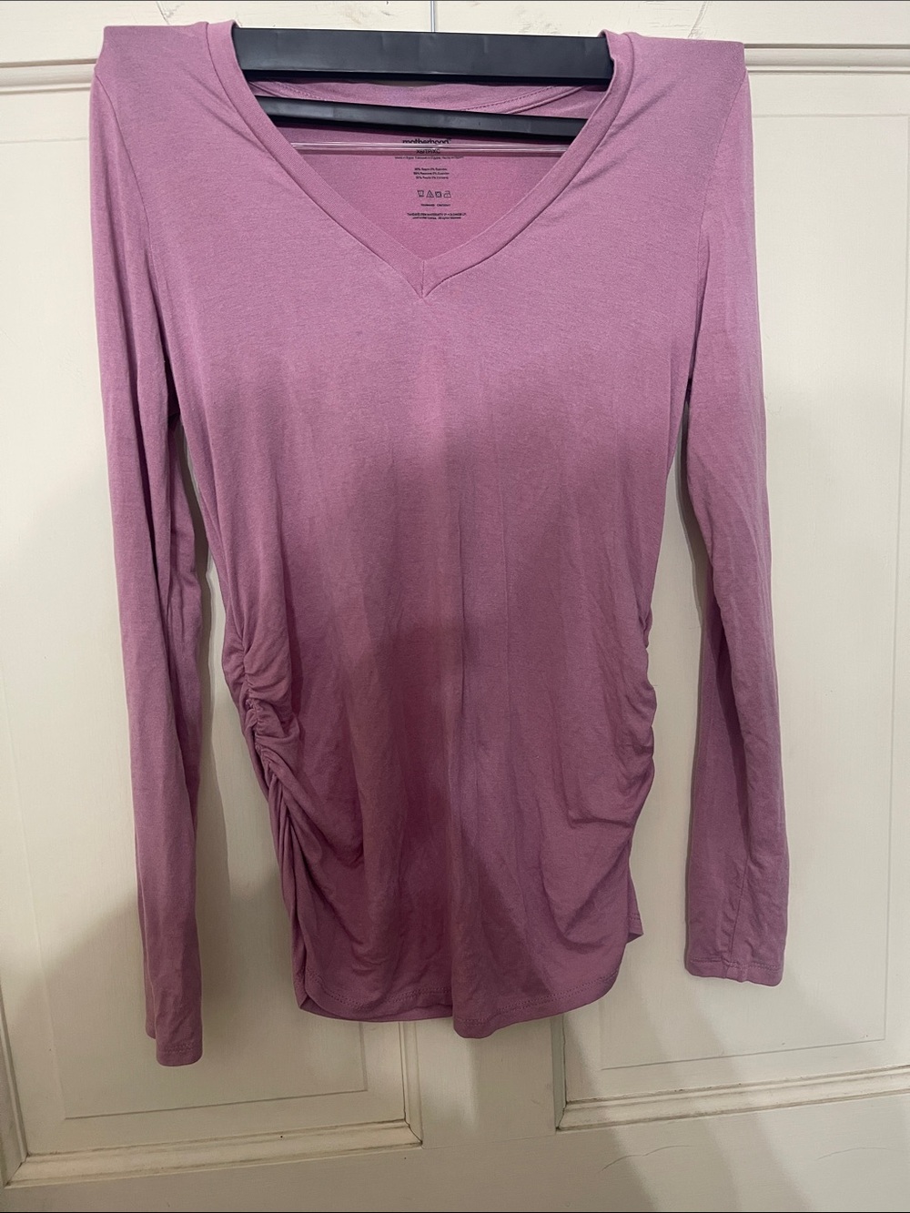 Motherhood Maternity Long Sleeve V-Neck Top - Mauve Pink